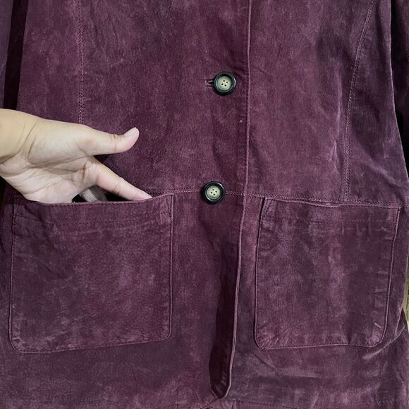 Michael Mims Kathy Cole 100% Genuine Leather Mid Length Burgundy Coat Sz-M/L - Picture 2 of 5